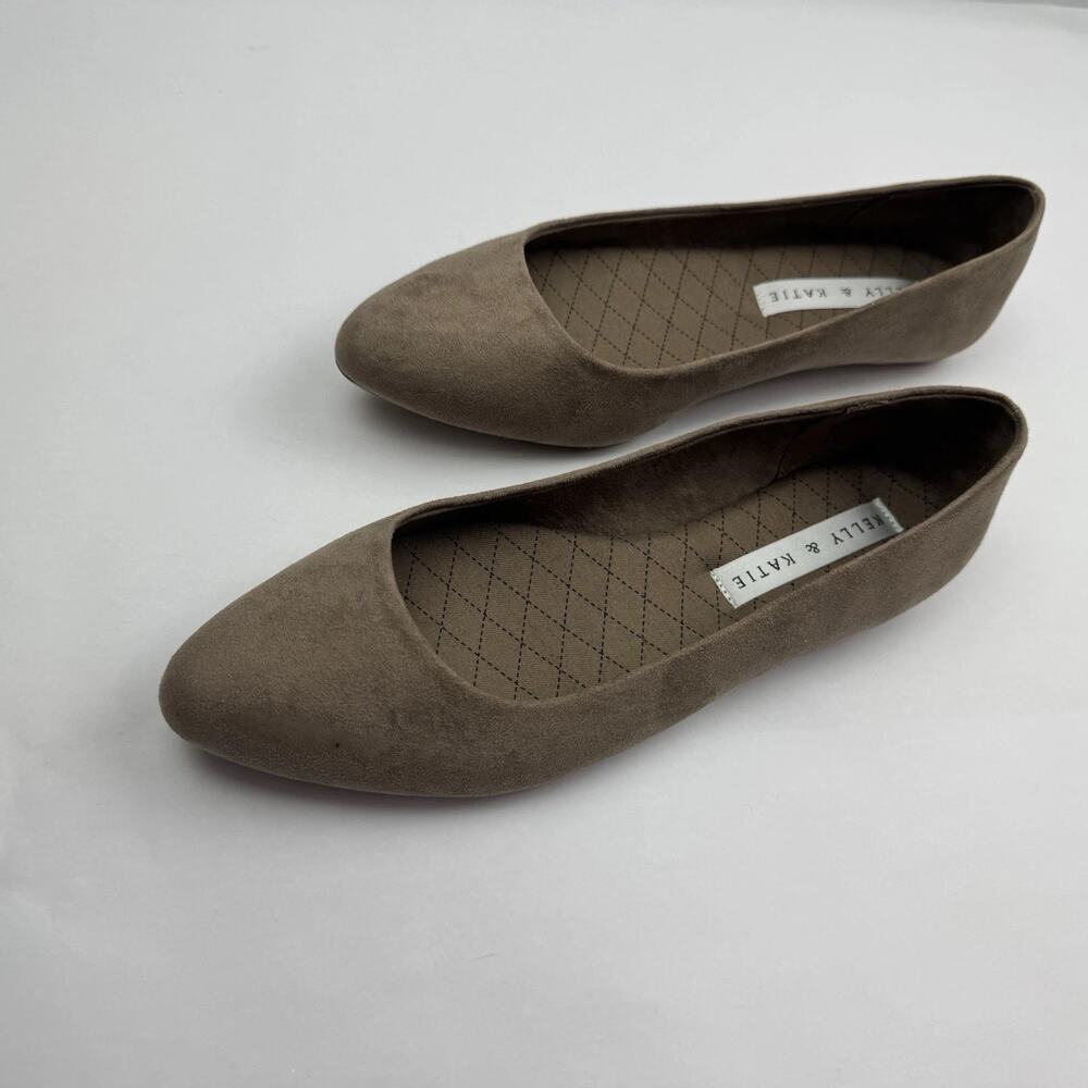 Kelly & Katie Pirassa Ballet Flat Shoes Neutral Brown Faux Suede Womens Size 9